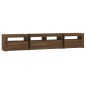 vidaXL Mobile Porta TV con Luci LED Rovere Marrone 210x35x40 cm