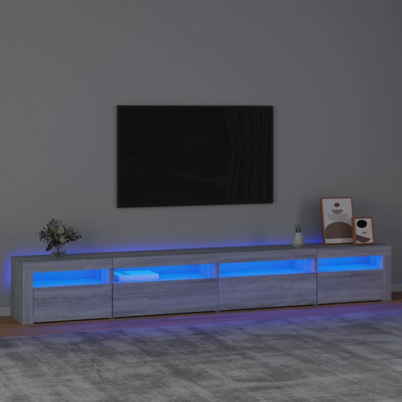 vidaXL Mobile Porta TV con Luci LED Grigio Sonoma 270x35x40 cm vidaXL Mobile Porta TV con Luci LED Grigio Sonoma 270x35x40 cm