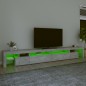vidaXL Mobile Porta TV con Luci LED Grigio Cemento 290x36,5x40 cm