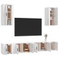 vidaXL Set di Mobili Porta TV 6 pz Bianco Lucido in Legno Multistrato vidaXL Set di Mobili Porta TV 6 pz Bianco Lucido in Legno Multistrato