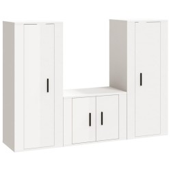 vidaXL Set Mobili Porta TV 3 pz Bianco Lucido in Legno Multistrato