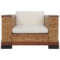 vidaXL Set di Divani 3 pz con Cuscini in Rattan Naturale Marrone vidaXL Set di Divani 3 pz con Cuscini in Rattan Naturale Marrone