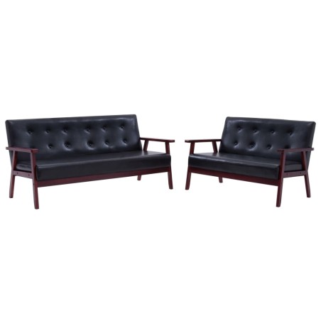 vidaXL Set di Divani 2 pz Nero in Similpelle