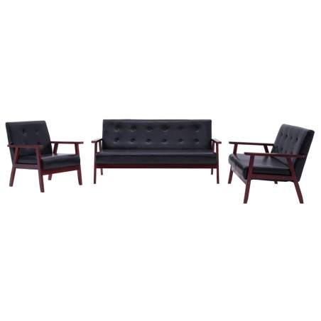 vidaXL Set di Divani 3 pz Nero in Similpelle