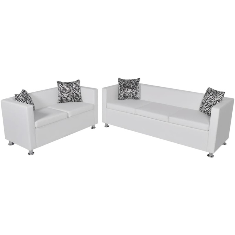 vidaXL Set Divani a 2 e a 3 Posti in Similpelle Bianco vidaXL Set Divani a 2 e a 3 Posti in Similpelle Bianco