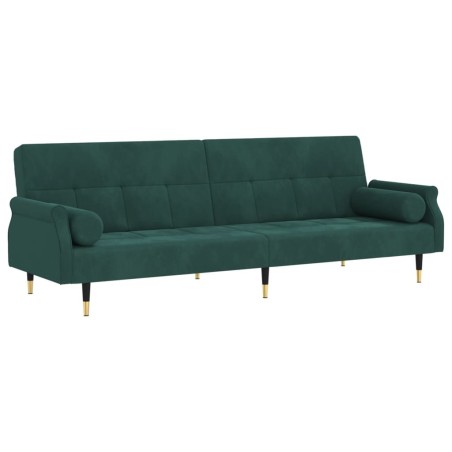 vidaXL Divano Letto con Cuscini Verde Scuro in Velluto