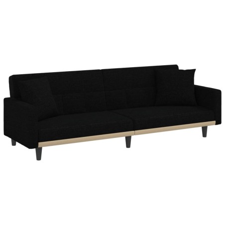 vidaXL Divano Letto con Cuscini Nero in Tessuto