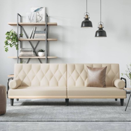 vidaXL Divano Letto con Braccioli Crema in Tessuto