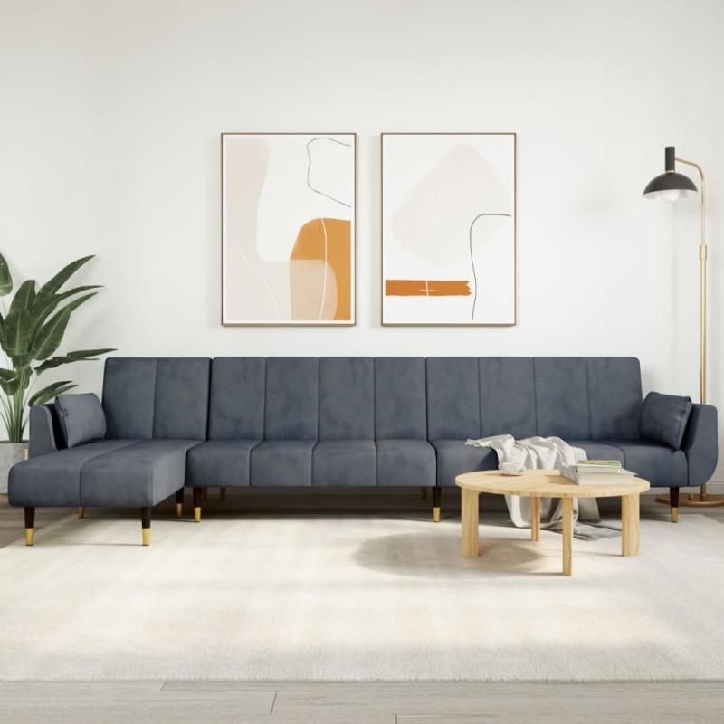 vidaXL Divano Letto a L Grigio Scuro 275x140x70 cm in Velluto vidaXL Divano Letto a L Grigio Scuro 275x140x70 cm in Velluto