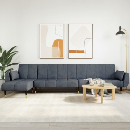 vidaXL Divano Letto a L Grigio Scuro 275x140x70 cm in Velluto