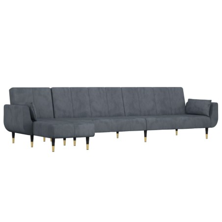 vidaXL Divano Letto a L Grigio Scuro 275x140x70 cm in Velluto