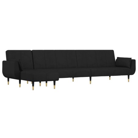vidaXL Divano Letto a L Nero 275x140x70 cm in Velluto
