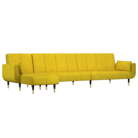 vidaXL Divano Letto a L Giallo 275x140x70 cm in Velluto