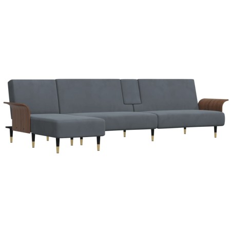 vidaXL Divano Letto a L Grigio Scuro 279x140x70 cm in Velluto