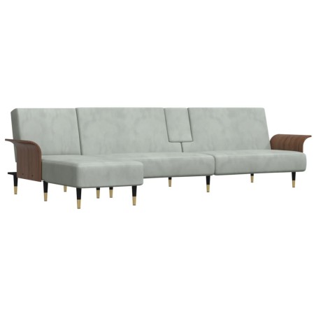 vidaXL Divano Letto a L Grigio Chiaro 279x140x70 cm in Velluto