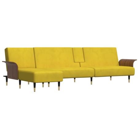 vidaXL Divano Letto a L Giallo 279x140x70 cm in Velluto