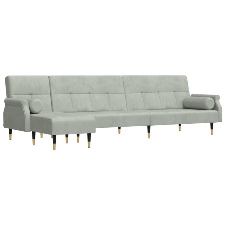 vidaXL Divano Letto a L Grigio Chiaro 271x140x70 cm in Velluto
