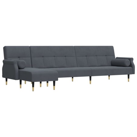 vidaXL Divano Letto a L Grigio Scuro 271x140x70 cm in Velluto
