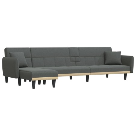 vidaXL Divano Letto a L Grigio Scuro 275x140x70 cm in Tessuto
