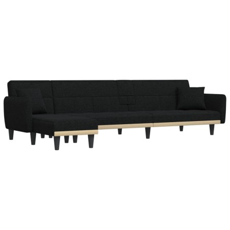vidaXL Divano Letto a L Nero 275x140x70 cm in Tessuto