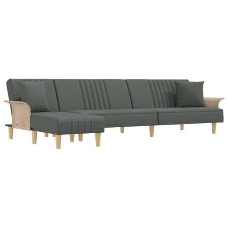 vidaXL Divano Letto a L Grigio Scuro 279x140x70 cm in Tessuto