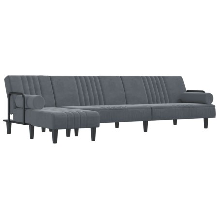 vidaXL Divano Letto a L Grigio Scuro 260x140x70 cm in Velluto