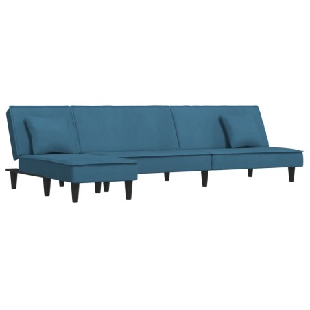vidaXL Divano Letto a L Blu 255x140x70 cm in Velluto