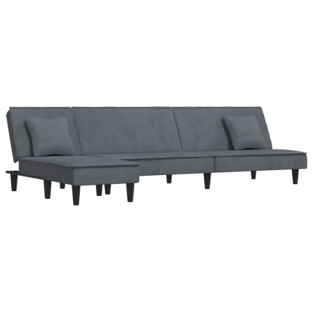 vidaXL Divano Letto a L Grigio Scuro 255x140x70 cm in Velluto