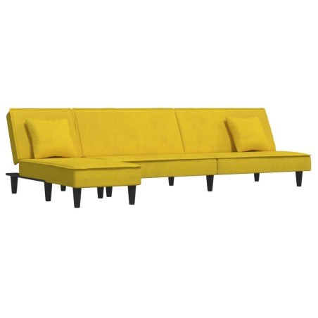 vidaXL Divano Letto a L Giallo 255x140x70 cm in Velluto