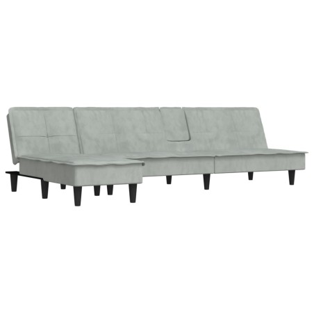 vidaXL Divano Letto a L Grigio Chiaro 255x140x70 cm in Velluto