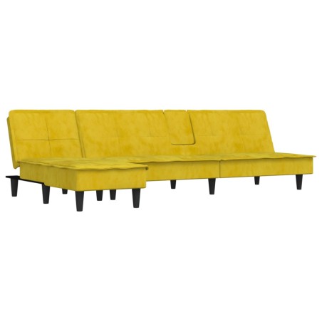 vidaXL Divano Letto a L Giallo 255x140x70 cm in Velluto