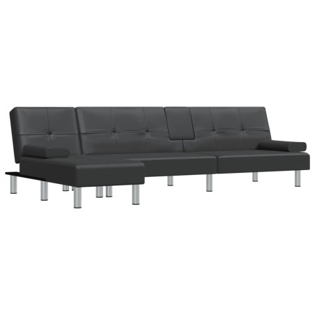 vidaXL Divano Letto a L Nero 255x140x70 cm in Similpelle