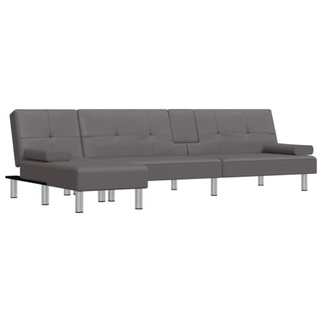 vidaXL Divano Letto a L Grigio 255x140x70 cm in Similpelle