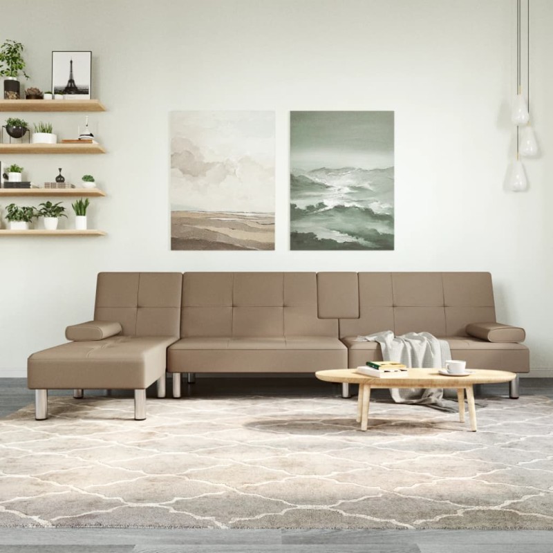 vidaXL Divano Letto a L Cappuccino 255x140x70 cm in Similpelle vidaXL Divano Letto a L Cappuccino 255x140x70 cm in Similpelle