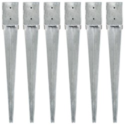Picchetti di Terra 6 pz Argento 10x10x76 cm in Acciaio Zincato
