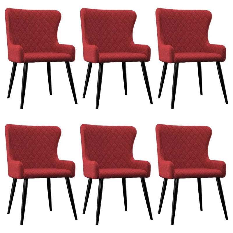 vidaXL Sedie da Pranzo 6 pz Rosso Borgogna in Tessuto vidaXL Sedie da Pranzo 6 pz Rosso Borgogna in Tessuto