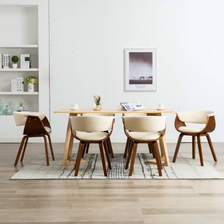 vidaXL Sedie da Pranzo 6 pz Crema in Legno Piegato e Similpelle