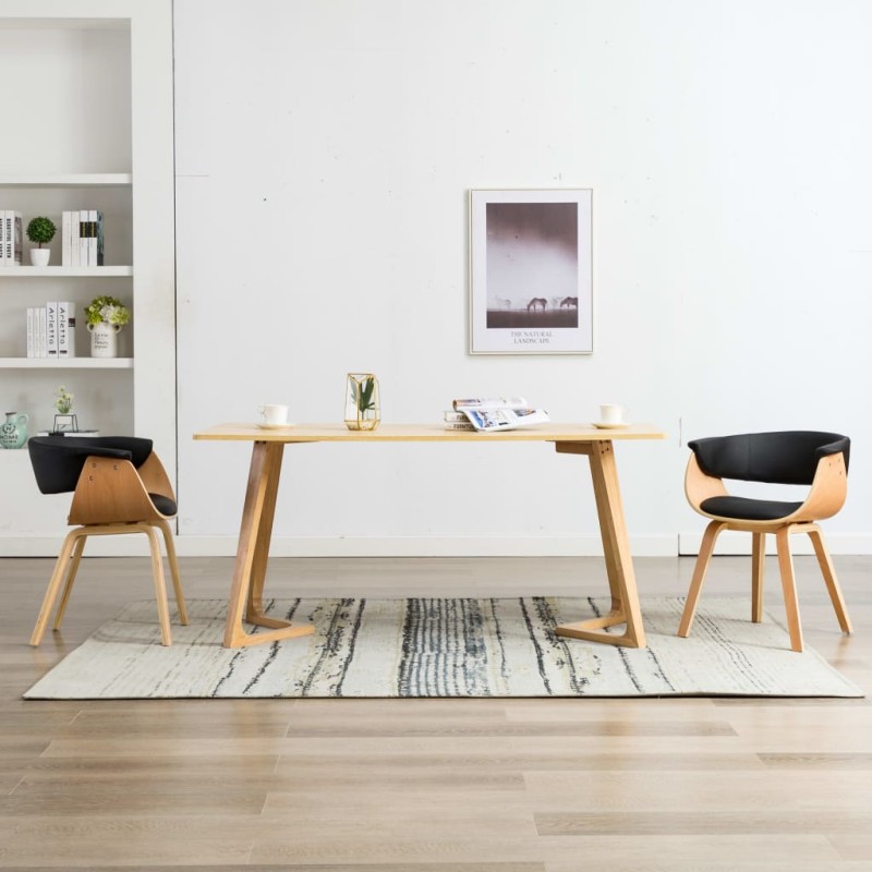 vidaXL Sedie da Pranzo 2 pz Nere in Legno Curvato e Similpelle vidaXL Sedie da Pranzo 2 pz Nere in Legno Curvato e Similpelle