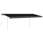 Tenda da Sole Retrattile Manuale con Pali 6x3,5 m Antracite Tenda da Sole Retrattile Manuale con Pali 6x3,5 m Antracite