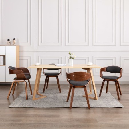 vidaXL Sedie da Pranzo 4 pz in Legno Piegato e Tessuto Grigio