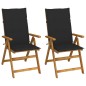 Sedie da Giardino Reclinabili 2 pz con Cuscini Massello Acacia Sedie da Giardino Reclinabili 2 pz con Cuscini Massello Acacia