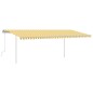 Tenda da Sole Retrattile Manuale con Pali 6x3,5 m Gialla Bianca Tenda da Sole Retrattile Manuale con Pali 6x3,5 m Gialla Bianca