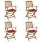 vidaXL Sedie da Giardino Pieghevoli 4 pz con Cuscini Massello Acacia vidaXL Sedie da Giardino Pieghevoli 4 pz con Cuscini Massello Acacia