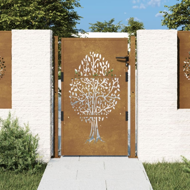 vidaXL Cancello da Giardino 105x155 cm in Acciaio Corten Design Albero vidaXL Cancello da Giardino 105x155 cm in Acciaio Corten Design Albero