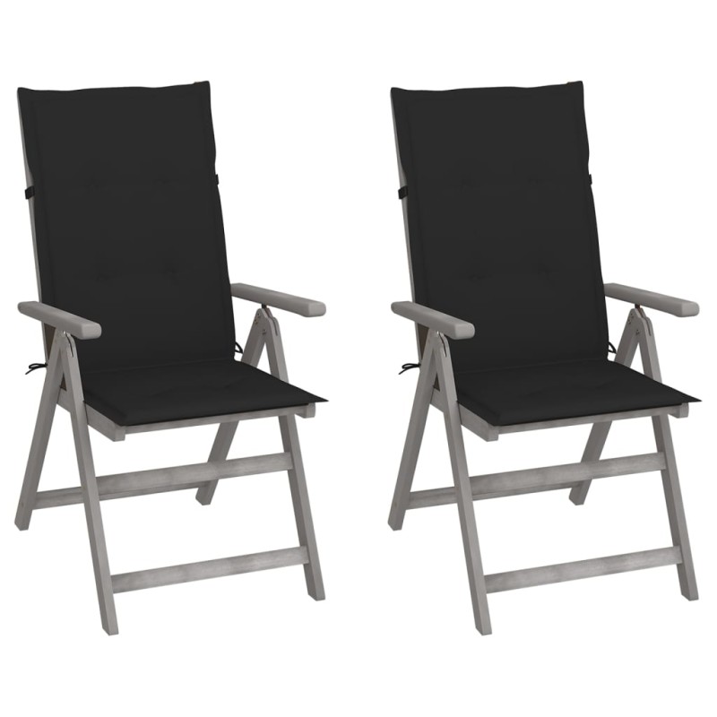 vidaXL Sedie da Giardino Reclinabili 2pz con Cuscini Massello Acacia vidaXL Sedie da Giardino Reclinabili 2pz con Cuscini Massello Acacia