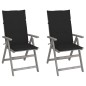 vidaXL Sedie da Giardino Reclinabili 2pz con Cuscini Massello Acacia vidaXL Sedie da Giardino Reclinabili 2pz con Cuscini Massello Acacia