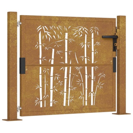 vidaXL Cancello da Giardino 105x80 cm in Acciaio Corten Design Bambù