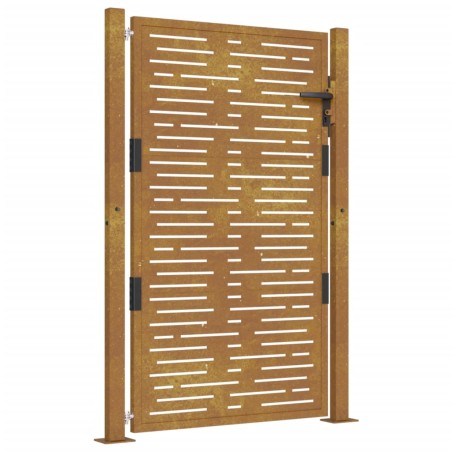 vidaXL Cancello da Giardino 105x130 cm Acciaio Corten Design Quadrato