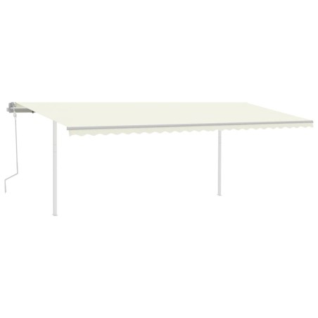 Tenda da Sole Retrattile Manuale con Pali 6x3,5 m Crema
