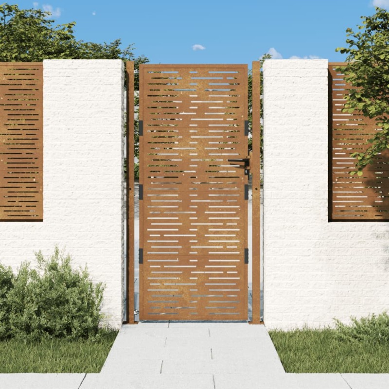 vidaXL Cancello da Giardino 105x205 cm Acciaio Corten Design Quadrato vidaXL Cancello da Giardino 105x205 cm Acciaio Corten Design Quadrato